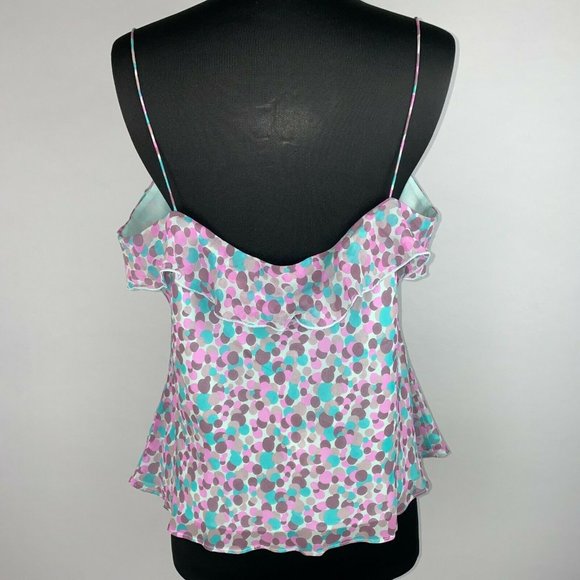 Monsoon USA 14 Polka Dot Abstract Ruffle Accent Tank Top Lined NWD - Picture 7 of 12